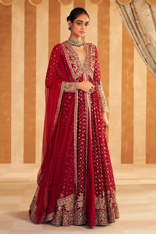 Pareesa Red Heavy Anarkali Set