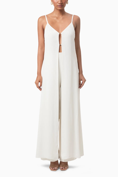 Ivory Front Slit Drape Top