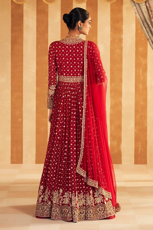 Pareesa Red Heavy Anarkali Set