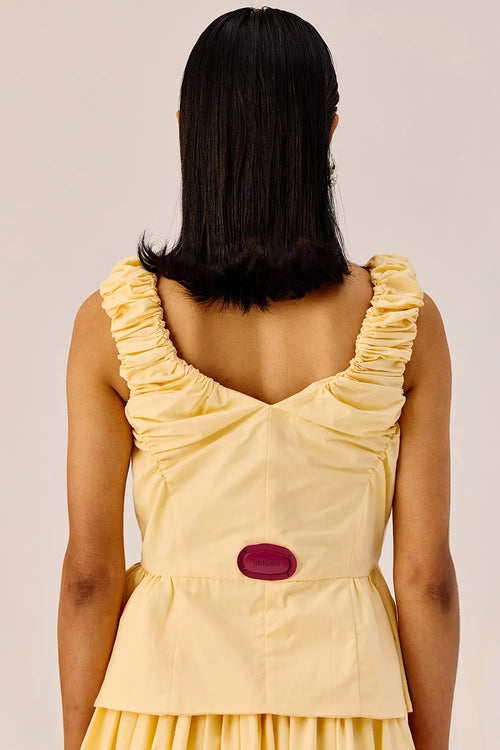 Yellow Ruffle Sleeveless Top