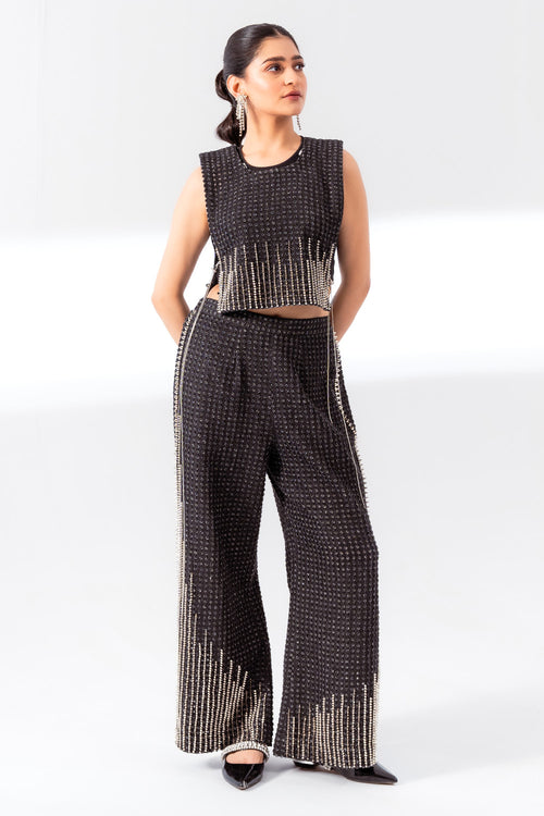 Black Denim Lazercut Bib