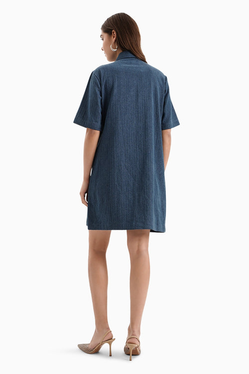 Medium Herringbone Denim Dress with Chains
