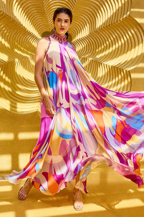Purple Abstract Geo Dress