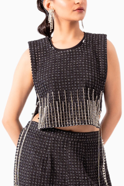 Black Denim Lazercut Bib