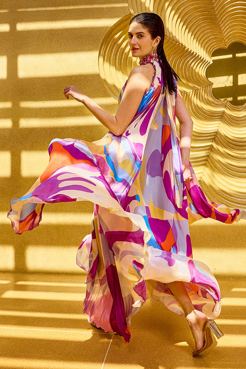 Purple Abstract Geo Dress