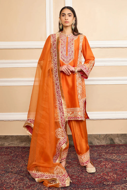 Naayaab Orange Straight Kurta with Salwar and Dupatta