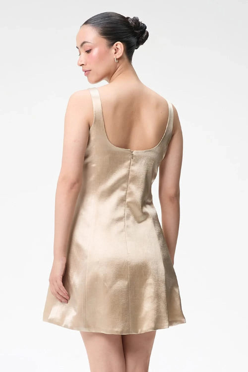 Champagne Mini Dress with Bubble Sleeve Crop Jacket
