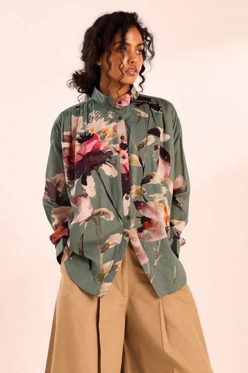 Aqua Floral Top