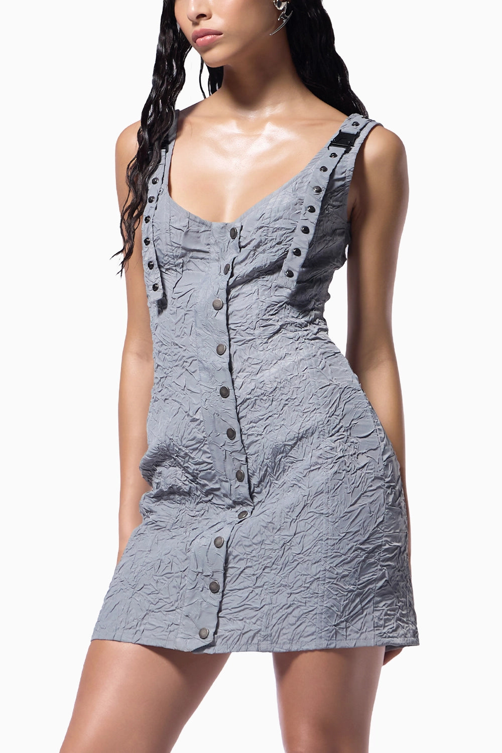 Slate Grey Snap Dress