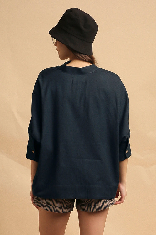 Charcoal Oversized Ret Shirt And Brown Striped PL Shorts Set