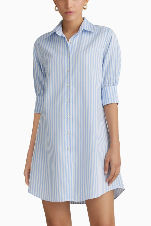 Blue Striped Short Shirt Dress