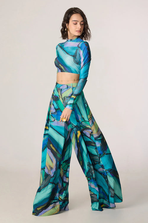 Multi Gigi Blouse With Multi Vellora Palazzo