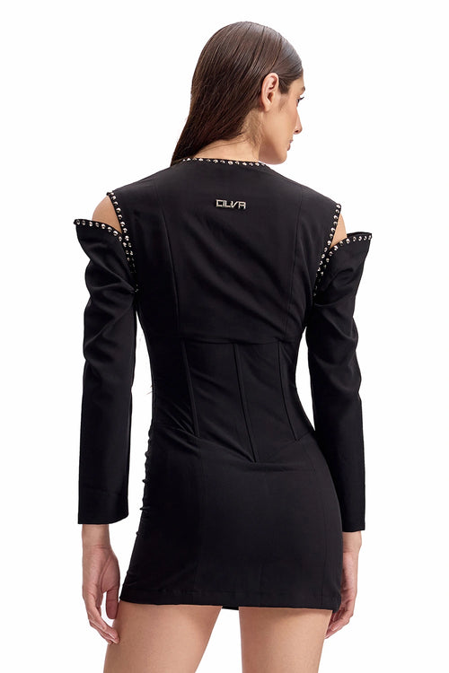 Studded Cold-Shoulder Dress