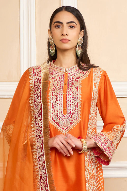 Naayaab Orange Straight Kurta with Salwar and Dupatta