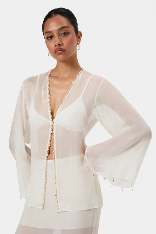 Pearl Shell Trim Blouse