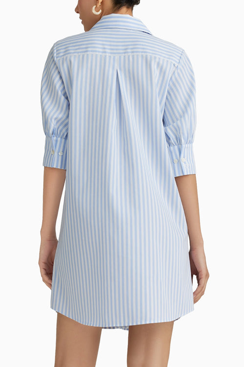 Blue Striped Short Shirt Dress