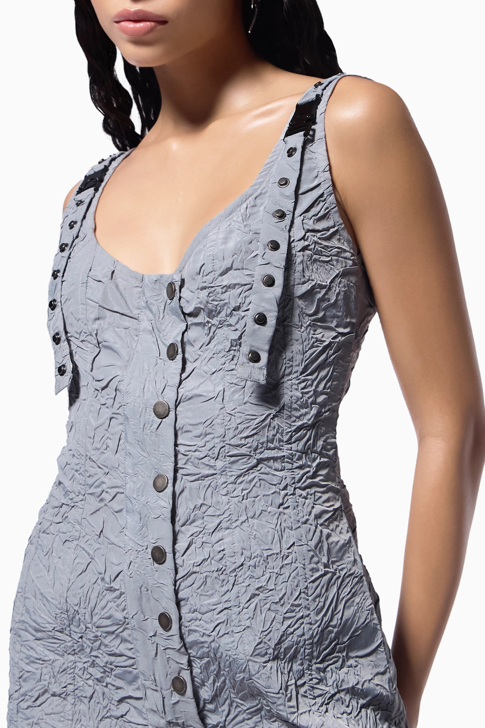 Slate Grey Snap Dress