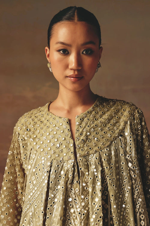Sage Green A-Line Box Pleat Dress Jacket