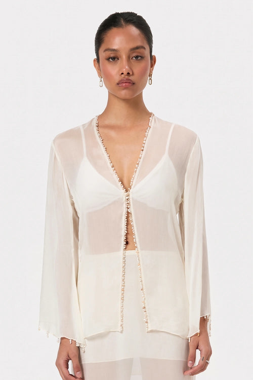 Pearl Shell Trim Blouse