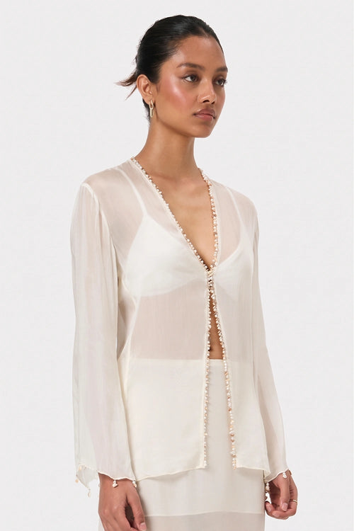 Pearl Shell Trim Blouse