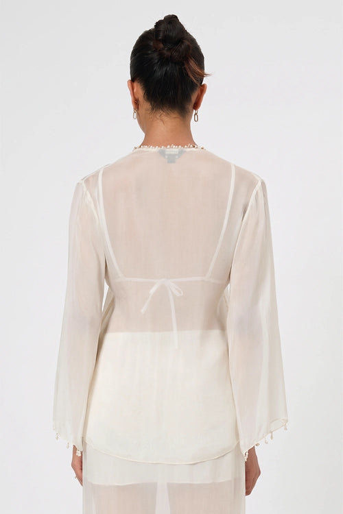 Pearl Shell Trim Blouse