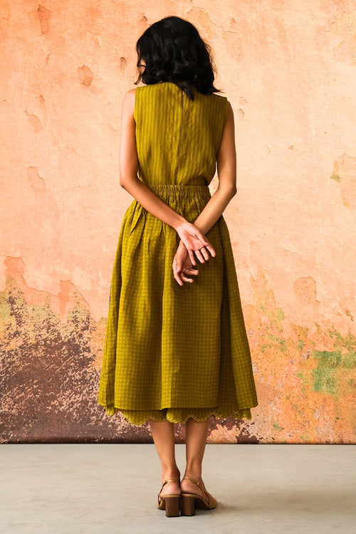 Leaf Green Mavi Jacket with Top and Skirt