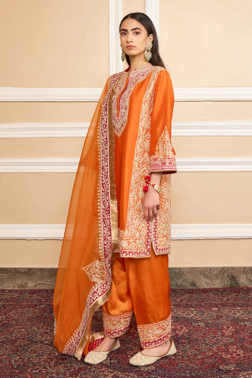 Naayaab Orange Straight Kurta with Salwar and Dupatta