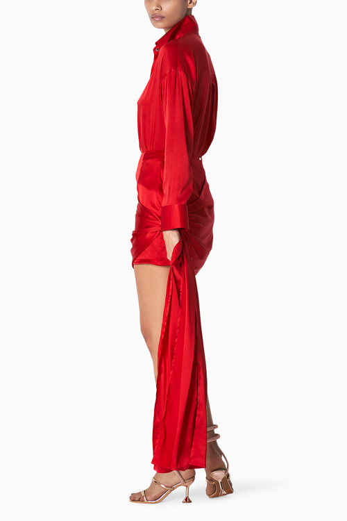 Red Esstential Satin Shirt