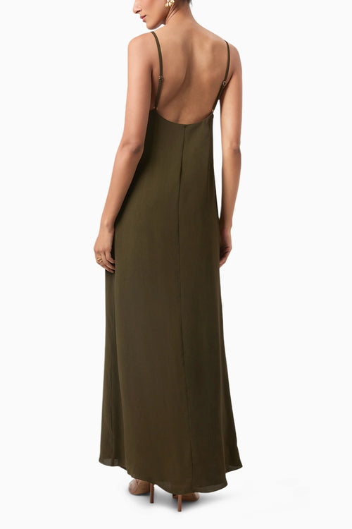 Olive Front Slit Drape Top