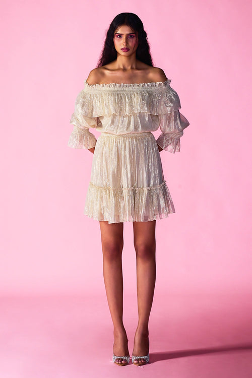 Thaddeus Pink Off Shoulder Dress