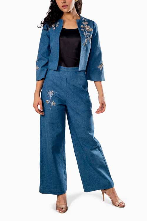 Denim Hand-Work Crystal Set