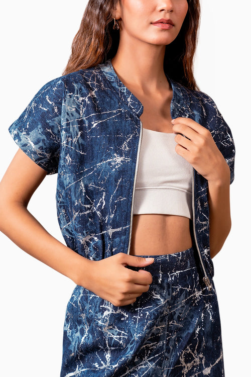 Dark Marble Denim Jacket