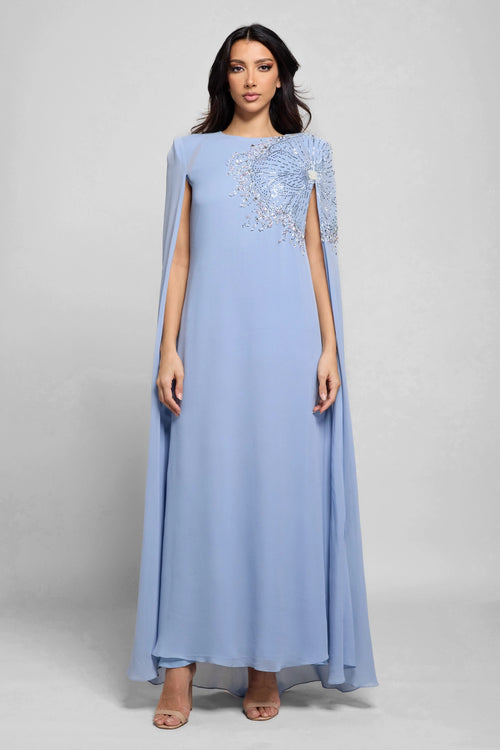 Ice Blue Crystal And Beadwork Jalabiya