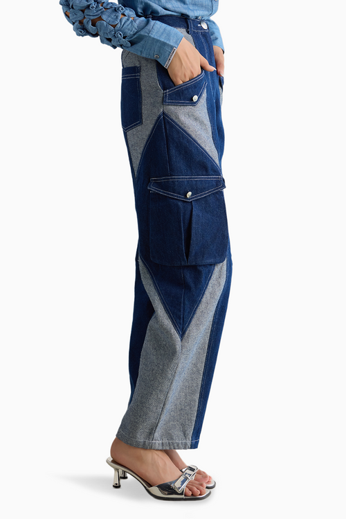 Dual Denim Cargo Pants