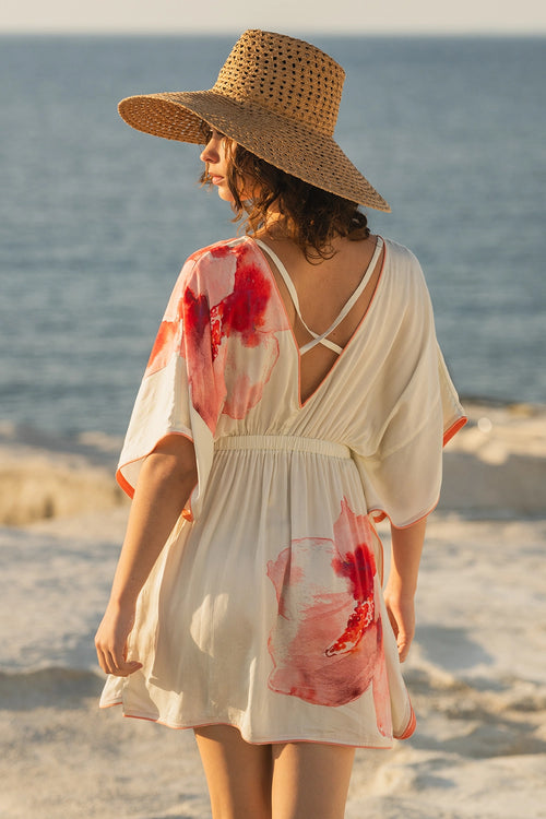 Beau Floral Pink-White Kaftan