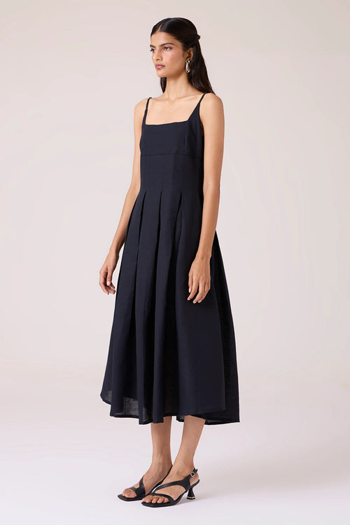 Eos Black Midi Dress