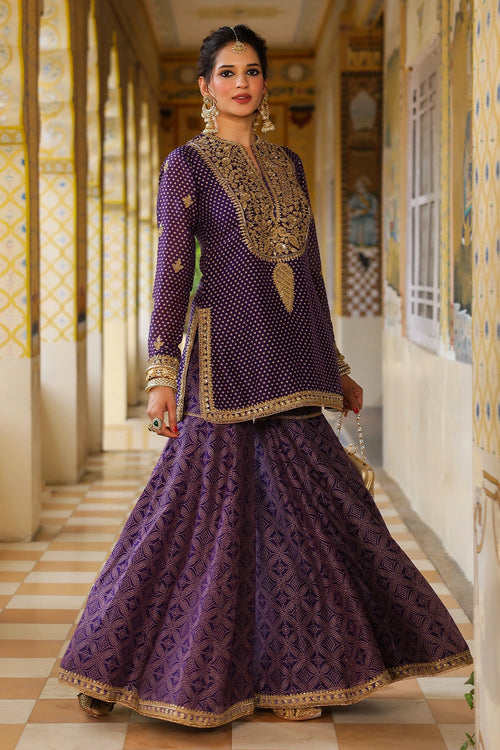 Ahista Purple Printed Sharara Set