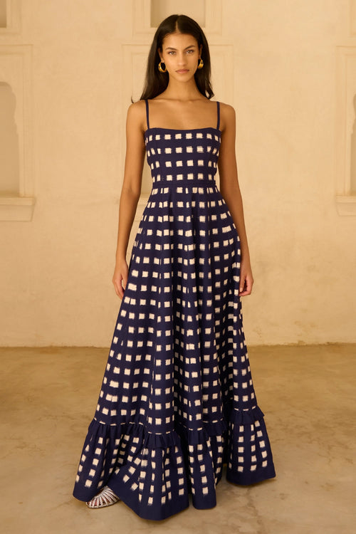 Navy Blue Checkmate Dress