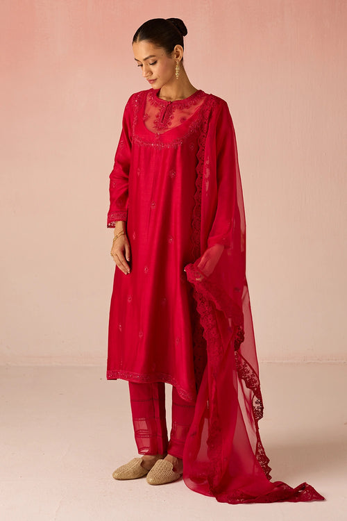 Gulaab Bahaara Chanderi Silk Kurta Set