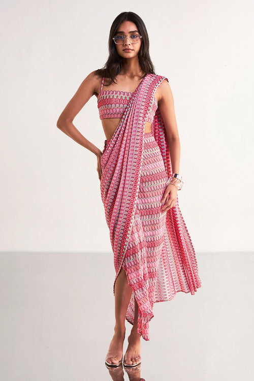 Crochet Knit Sari Drape Skirt