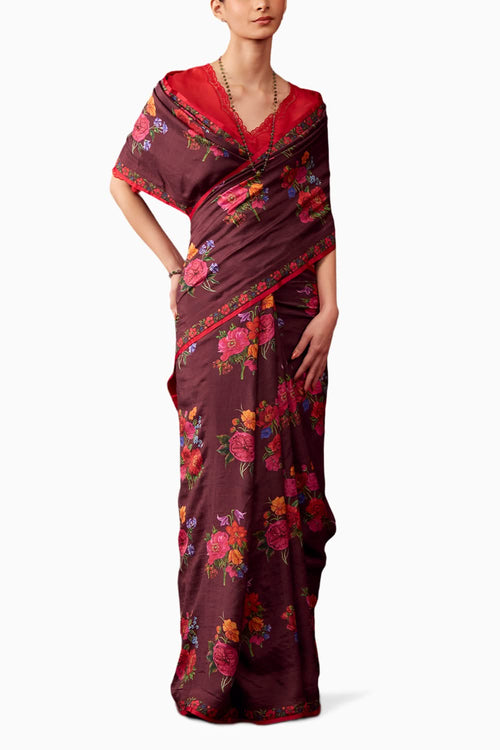 Eternal Love Burgundy Saree