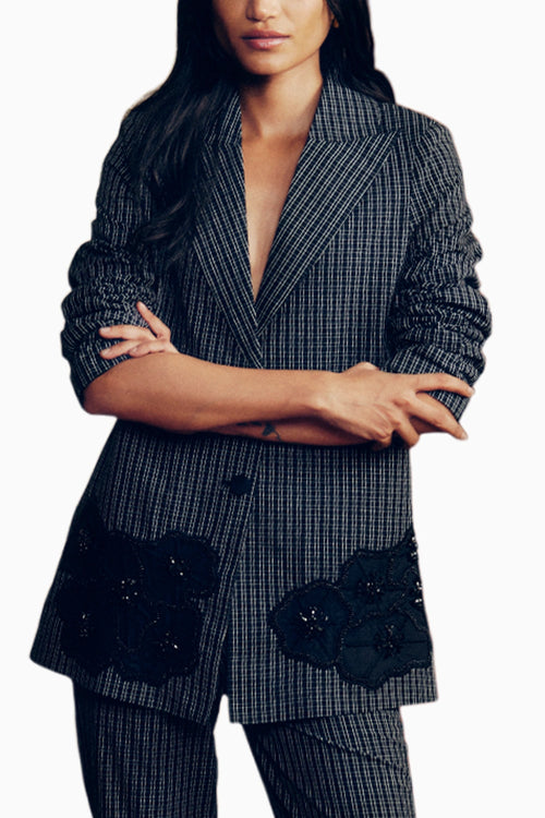 Check Embellished Blazer