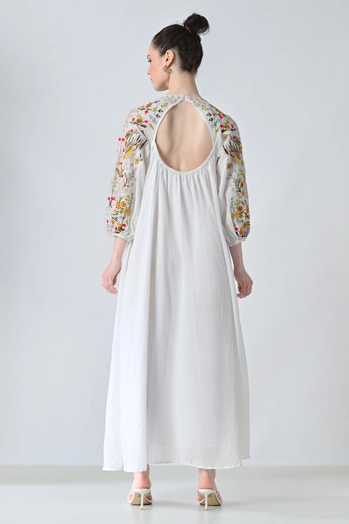 Ivory Floral Embroidered Dress