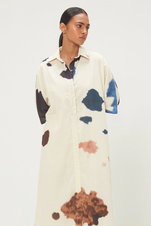 Ecru Dapple Shirt Dress