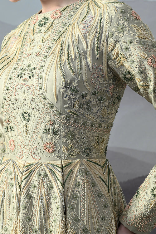 Grey Gown With Artisanal Hand Embroidery