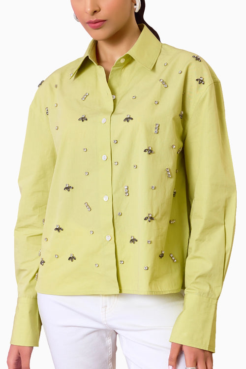 Sparkle Green Embellished Shirt