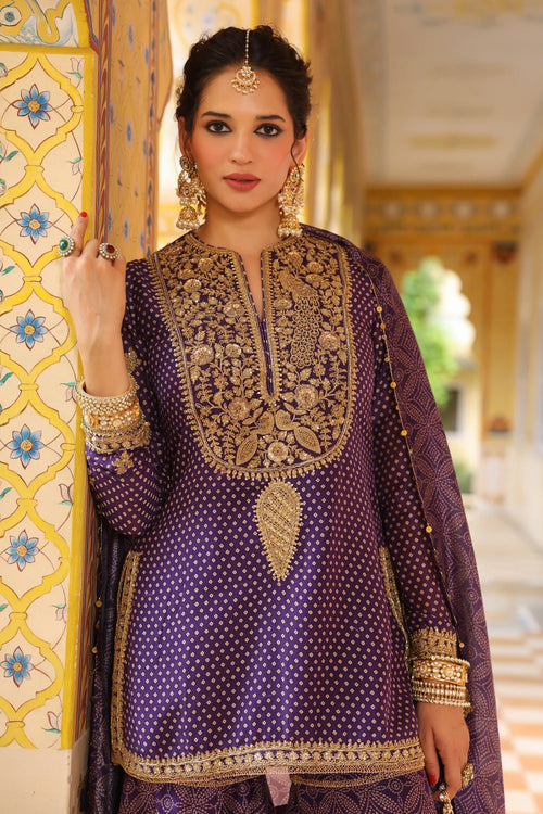 Ahista Purple Printed Sharara Set