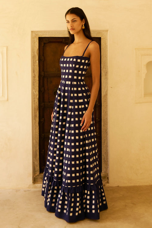 Navy Blue Checkmate Dress