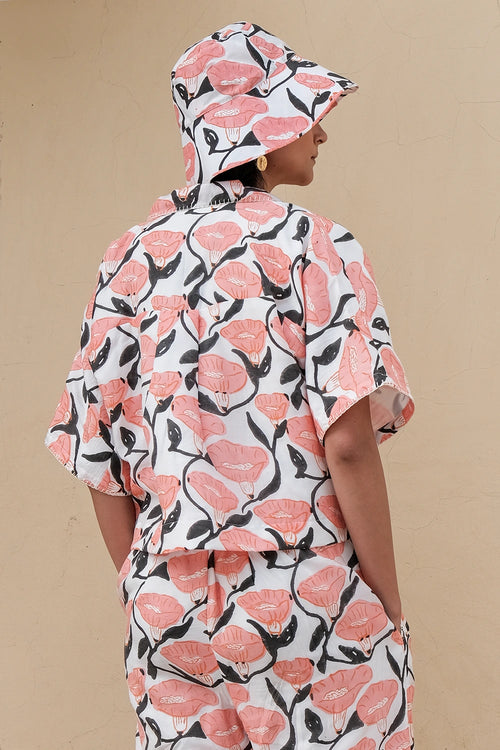 Outlined Florals Boxy Resort Shirt