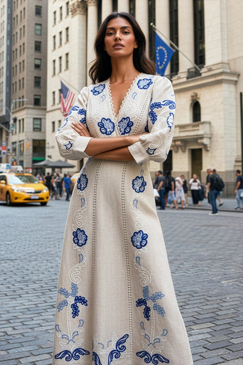 Bird Paradise Beige Midi Dress